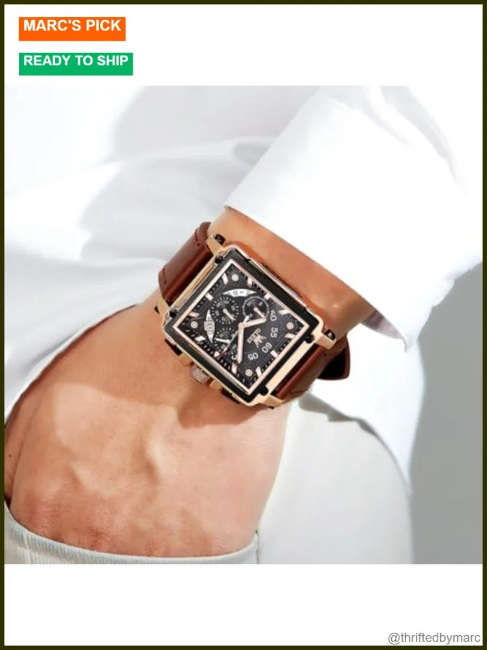 Multifunctional Chronograph Leather Watch with Luminous Hands 3ATM Waterproof